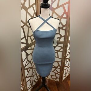Guess women’s Rashelle crisscross open back body dress blue size small